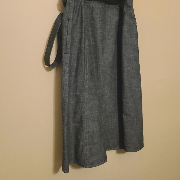 Sean by Sean Combs | Dark Blue Denim V-Neck Midi Length Wrap Dress (Size XS) - Picture 14 of 15